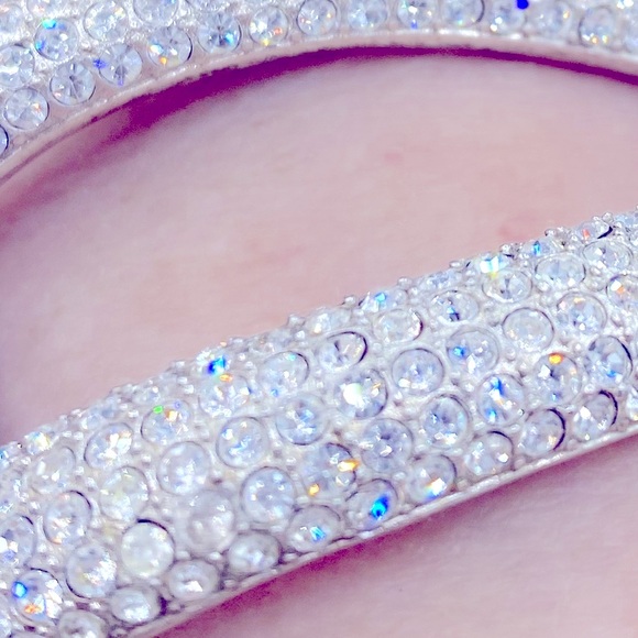 Joan Boyce Edgy Diva Pave Crystal Blue Leather Band Sparkling Bracelet Stunning - Picture 5 of 9